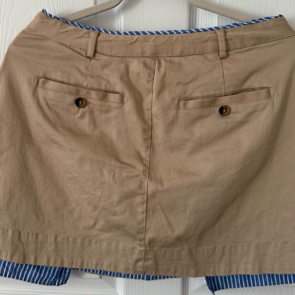 ANTHROPOLOGIE SIZE 12‎ KHAKI SKIRT WITH BLUE STRIPED DETAILS - Picture 3 of 8